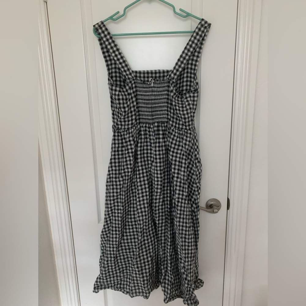 EUC Quince Black & White Gingham Maxi Dress — Smocked Bodice & Adjustable Straps - Picture 3 of 11
